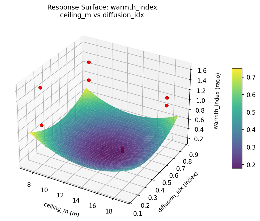 RSM surface: warmth index ceiling m vs diffusion idx
